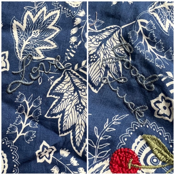 Johnny Was Effortless Puffed Sleeve Blue Embroidered Blouse NWT New M - Picture 15 of 15